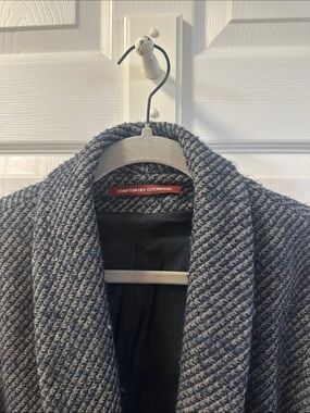 Comptoir Des Cotonniers Heathered Gray and Navy Shawl Collar Coat